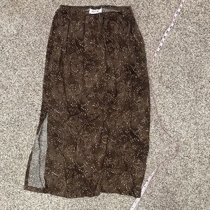 Brown Midi Skirt with Side Slit